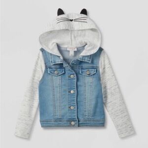 Target Cat & Jack Denim Jacket with Cat Hood Size 12M